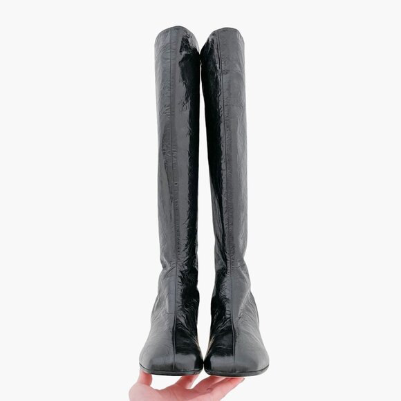MM6 Maison Margiela Tin Can Boots EU 38 US 7 Black Knee High Block Heel Tall - Picture 7 of 13